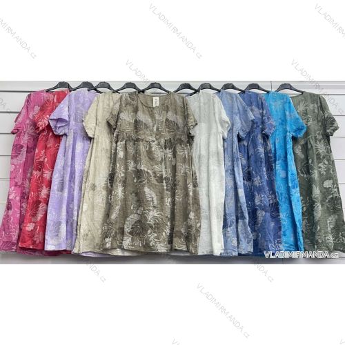 Šaty voľnočasové letné krátky rukáv dámske nadrozmer (42/44/46 ONE SIZE) TALIANSKA MÓDA IMWCL251071