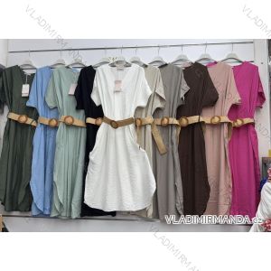 Šaty letné s opaskom krátky rukáv dámske (S/M/L ONE SIZE) TALIANSKA MÓDA IMWAH251355