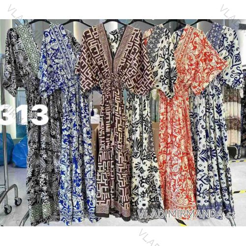 Šaty dlhé letné 3/4 dlhý rukáv dámske (S/M/L ONE SIZE) INDICKÁ MÓDA IMWT251379