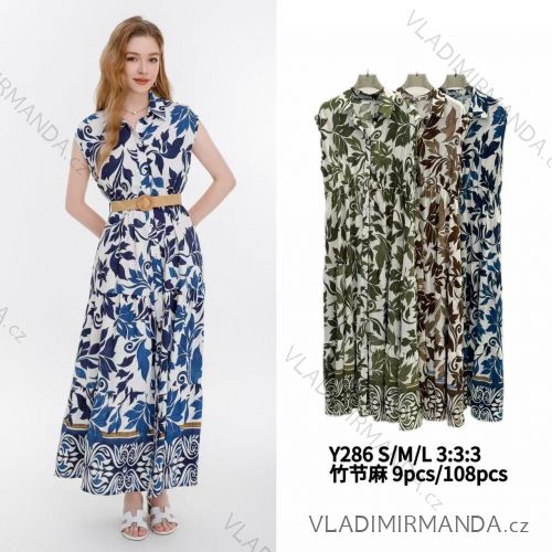 Šaty dlhé letné krátky rukáv dámske (S/M/L ONE SIZE) INDICKÁ MÓDA CMWT25Y286