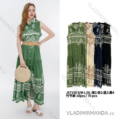 Šaty dlhé letné košeľové bez rukávov dámske (S/M-L/XL) INDICKÁ MÓDA CMWT25JS7150