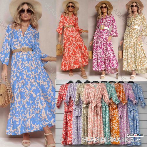 Šaty dlhé letné košeľové 3/4 dlhý rukáv dámske (S/M/L ONE SIZE) TALIANSKA MÓDA IMWAD251390