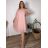 Šaty krátke elegantný krátky rukáv dámske nadroměr (50/52/54 ONE SIZE) TALIANSKA MÓDA IMPSH2570006/DU 50/52/54 růžová světlá