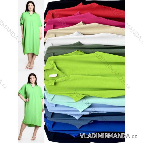 Šaty voľnočasové letné krátky rukáv dámske nadrozmer (54/56/58 ONE SIZE) TALIANSKA MÓDA IMWT251121