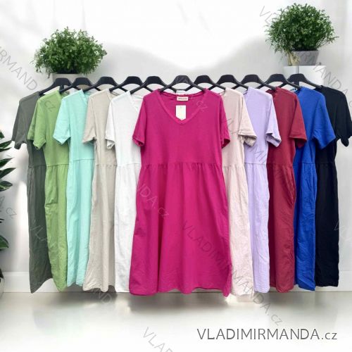 Šaty voľnočasové letné krátky rukáv dámske nadrozmer (54/56/58 ONE SIZE) TALIANSKA MÓDA IMWT251122