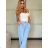 Nohavice dlhé elegantné dámske (XS/S/M ONE SIZE) TALIANSKA MÓDA IMWHP25526/DR svetlo modrá XS/S/M