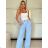 Nohavice dlhé elegantné dámske (XS/S/M ONE SIZE) TALIANSKA MÓDA IMWHP25526/DR svetlo modrá XS/S/M