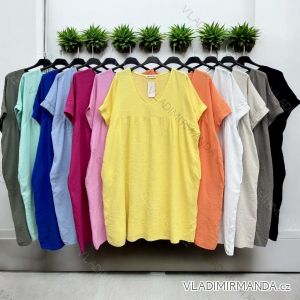 Šaty krátke letné mušelín krátky rukáv dámske nadrozmer (54/56/58 ONE SIZE) TALIANSKA MÓDA IMWT251136