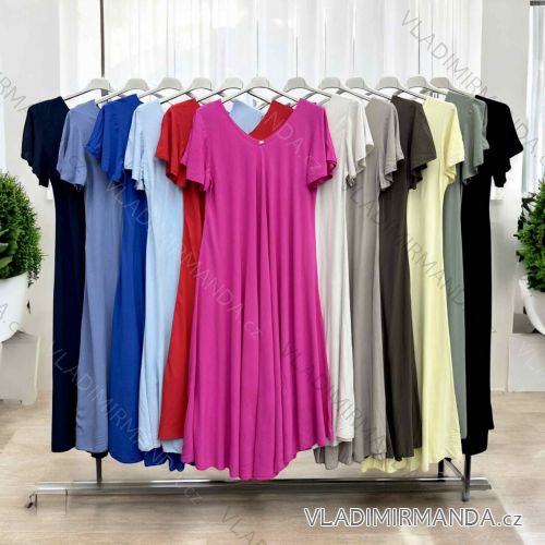 Šaty dlhé letné krátky rukáv dámske nadrozmer (54/56/58 ONE SIZE) TALIANSKA MÓDA IMWT251145