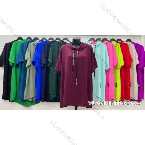 Šaty mikinové s kapucňou krátky rukáv dámske (S/M/L ONE SIZE) TALIANSKA MÓDA IM425400