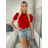 Tričko krátky rukáv dámske STELA (S/M/L ONE SIZE) TALIANSKA MÓDA IMM23HF12989/DUR -   červená -   S / M/L