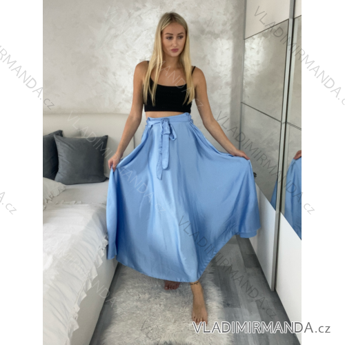 Sukňa saténová dlhá dámska (S/M/L ONE SIZE) TALIANSKA MODA IM325CAROL/DUR sv. modrá S/M/L