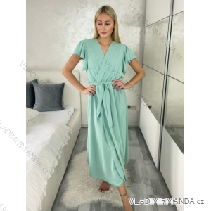 Šaty dlouhé elegantný letný krátky rukáv dámske BLANA (S/M/L ONE SIZE) TALIANSKA MÓDA IMD25115