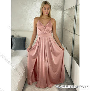 Šaty dlhé spoločenské na ramienka dámske BEATRIX (S/M/L ONE SIZE) TALIANSKA MÓDA IMM25M35843/DUR