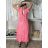 Šaty dlhé voľnočasové letný mušelín krátky rukáv dámske VANESA (S/M/L ONE SIZE) TALIANSKA MÓDA IM425298/DUR S/M/L ružová