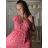 Šaty dlhé voľnočasové letný mušelín krátky rukáv dámske VANESA (S/M/L ONE SIZE) TALIANSKA MÓDA IM425298/DUR S/M/L ružová