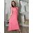 Šaty dlhé voľnočasové letný mušelín krátky rukáv dámske VANESA (S/M/L ONE SIZE) TALIANSKA MÓDA IM425298/DUR S/M/L ružová