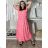 Šaty dlhé voľnočasové letný mušelín krátky rukáv dámske VANESA (S/M/L ONE SIZE) TALIANSKA MÓDA IM425298/DUR S/M/L ružová