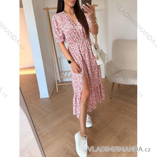 Šaty letné kvetované krátky rukáv dámske (XS/S/M ONE SIZE) TALIANSKA MÓDA IMWG251461