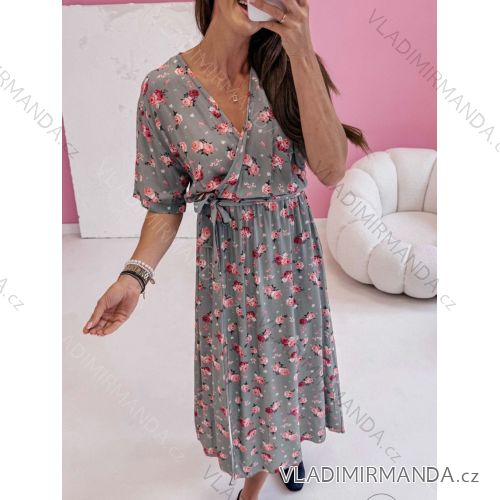 Šaty dlouhé volnočasové letní krátký rukáv dámské (XS/S/M ONE SIZE) ITALSKÁ MÓDA IMWG251466