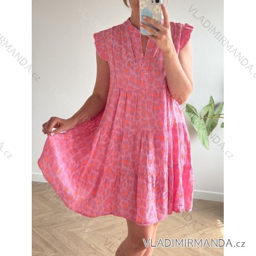 Šaty krátke letný mušelín krátky rukáv dámske (XS/S/M ONE SIZE) TALIANSKA MÓDA IMWG251476