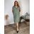 Šaty košeľové mušelín krátky rukáv dámske nadrozmer SILVIA (44/46/48 ONE SIZE) TALIANSKA MÓDA IM425406/DUR 44/46/48 zelená khaki