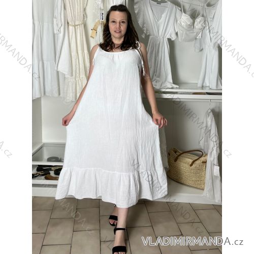 Šaty dlhé letné mušelín  na ramienka dámske nadrozmer ANDY (50/52/54 ONE SIZE) TALIANSKA MÓDA IM425424