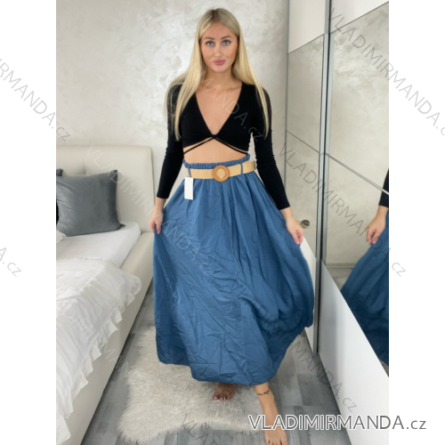 Sukňa dlhá s vreckami s opaskom dámska SISI (S/M/L ONE SIZE) TALIANSKA MÓDA IM425239