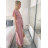 Šaty dlouhé elegantný letný krátky rukáv dámske BLANA (S/M/L ONE SIZE) TALIANSKA MÓDA IMD25115/DR starorůžová S/M/L