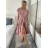 Šaty dlouhé elegantný letný krátky rukáv dámske BLANA (S/M/L ONE SIZE) TALIANSKA MÓDA IMD25115/DR starorůžová S/M/L
