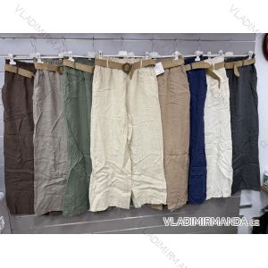 Nohavice dlhé ľanové s opaskom dámske (S/M/L ONE SIZE) TALIANSKA MÓDA IMWGS251544