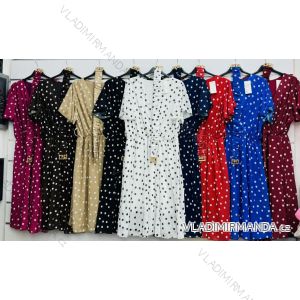 Šaty letné s opaskom bodka krátky rukáv dámske (S/M/L ONE SIZE) TALIANSKA MÓDA IMWAB251571