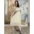 Šaty dlhé letné šifónové elegantné skladané s opaskom krátky rukáv dámske LAJLA  (S/M/L ONE SIZE) TALIANSKA MÓDA IMWHA251214/DUR S/M/L béžová