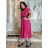 Šaty dlhé letné šifónové elegantné skladané s opaskom krátky rukáv dámske LAJLA  (S/M/L ONE SIZE) TALIANSKA MÓDA IMWHA251214/DUR S/M/L béžová