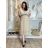 Šaty dlhé letné šifónové elegantné skladané s opaskom krátky rukáv dámske LAJLA  (S/M/L ONE SIZE) TALIANSKA MÓDA IMWHA251214/DUR S/M/L béžová