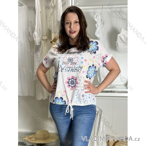 Tunika krátky rukáv dámska nadrozmer DIANA  (42/44/46 ONE SIZE) TALIANSKA MÓDA IMWDT25294-2/DU  čierna