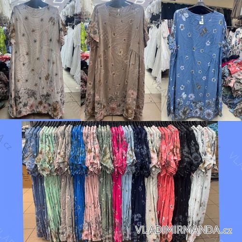 Šaty voľnočasové letné oversize krátky rukáv dámske nadrozmer (42/44/46 ONE SIZE) TALIANSKA MÓDA IMWDV251579