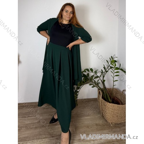 Sukňa maxi široká dlhá dámska (56/58ONE SIZE) TALIANSKA MóDA IMSM24022 zelená smaragdová 56/58