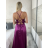 Šaty dlhé elegantné na ramienka dámske (S/M ONE SIZE) TALIANSKA MODA IM323013/DU   béžová   S/M