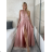 Šaty saténové variabilné dlhé spoločenské bez rukávov dámske (S/M/L ONE SIZE) TALIANSKA MÓDA IMPSH255338/DU -   ružová staroružová -   S/M/L