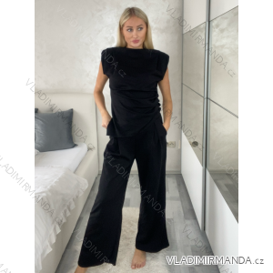 Souprava elegantní tričko bez rukávu a kalhoty dlouhé dámské LUCY (S/M/L ONE SIZE) ITALSKÁ MÓDA IMWAC251491
