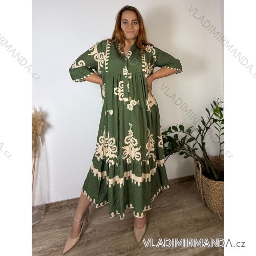 Šaty elegantné letné 3/4 dlhý rukáv dámske nadrozměr LUDMILA (50/52/54 ONE SIZE) TALIANSKA MÓDA IMPLI243735