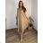 Šaty dlhé letné na ramienka dámske nadrozmer LOLA (42/44/46 ONE SIZE) TALIANSKA MÓDA IM4251113/DU  hnedá