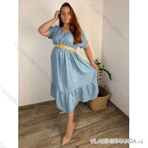 Šaty s páskem letné krátky rukáv dámske nadrozmer EMMA (48/50/52 ONE SIZE) TALIANSKA MÓDA IM42530002