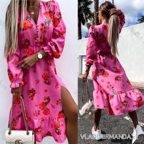 Šaty letné kvetované dlhý rukáv dámske (XS/S/M ONE SIZE) TALIANSKA MÓDA IMWGS25589