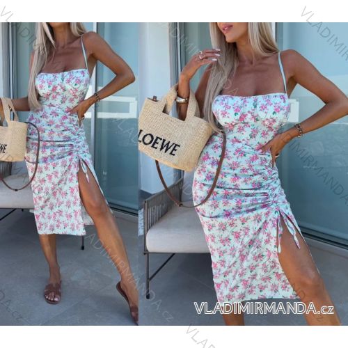 Šaty letné kvetované na ramienka dámske (XS/S/M ONE SIZE) TALIANSKA MÓDA IMWGS25594