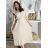 Šaty dlhé voľnočasové letný mušelín krátky rukáv dámske INGE (S/M/L ONE SIZE) TALIANSKA MÓDA IM425304/DUR S/M/L béžová