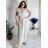 Šaty dlhé voľnočasové letný mušelín krátky rukáv dámske INGE (S/M/L ONE SIZE) TALIANSKA MÓDA IM425304/DUR S/M/L béžová