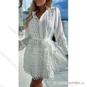 Šaty krátke letné krajkové dlhý rukáv dámske (S/M/L ONE SIZE) TALIANSKA MÓDA IMPOC256422