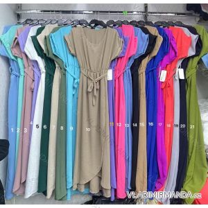 Šaty dlhé elegantný letný krátky rukáv dámske nadrozmer (42/44/46 ONE SIZE) TALIANSKA MÓDA IMWDT251637